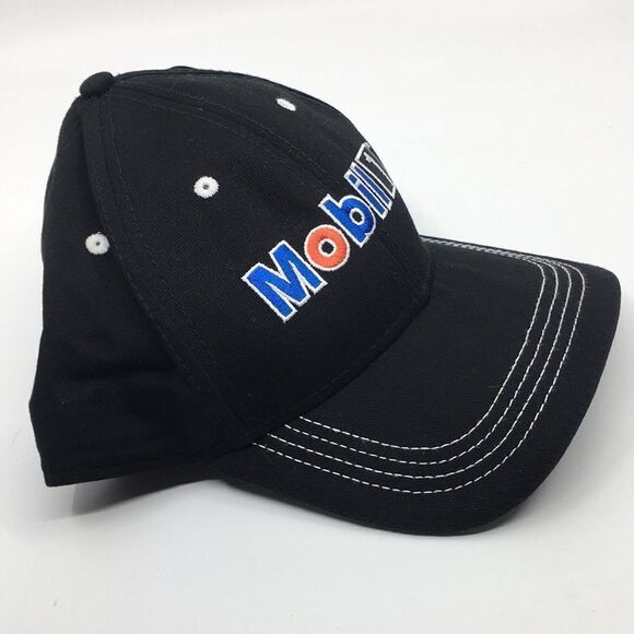 Mobil 1 Motor Oil Black Baseball Cap Hat with Velcro adjustable backstrap - Picture 15 of 15